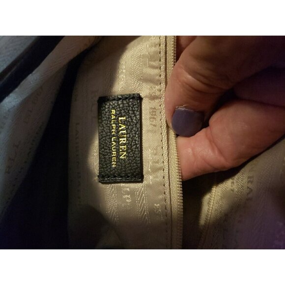 LAUREN Ralph Lauren ~ Black Pebbled Leather Small Backpack Zip Turn Lock EUC main image 9